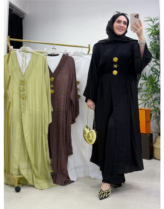 Keten Kumaş Kap Model Takım Siyah