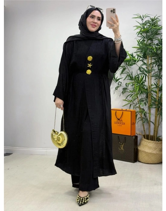 Keten Kumaş Kap Model Takım Siyah
