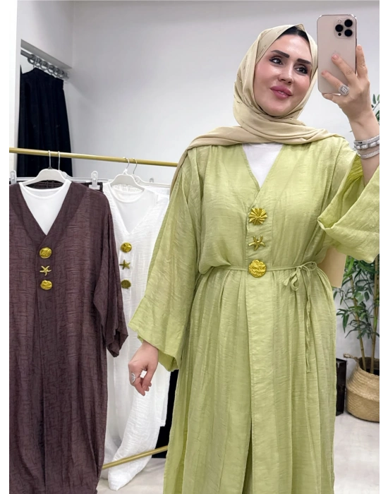 Keten Kumaş Kap Model Takım Yağ Yeşili