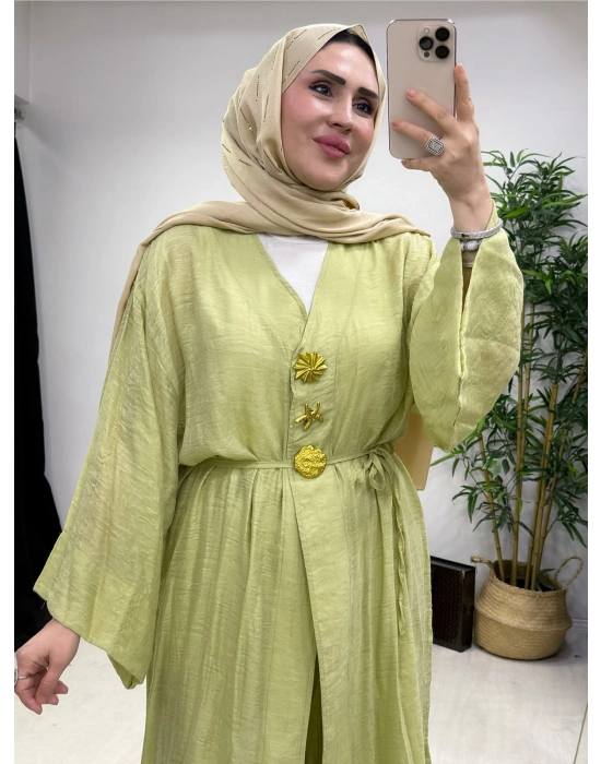 Keten Kumaş Kap Model Takım Yağ Yeşili