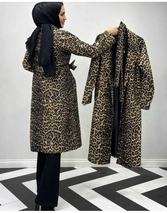 Leopar Desen Trençkot