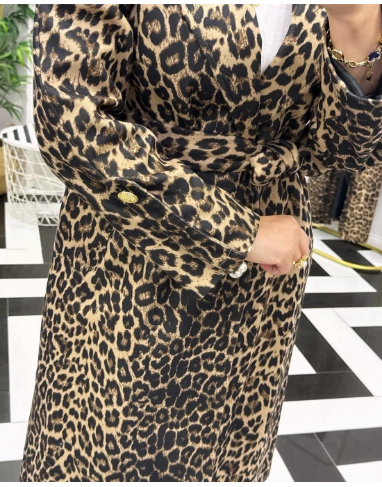 Leopar Desen Trençkot