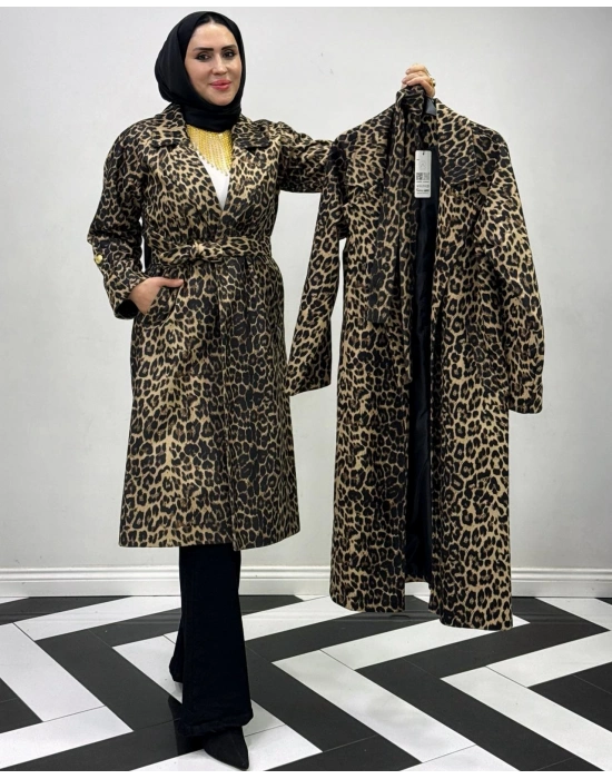 Leopar Desen Trençkot