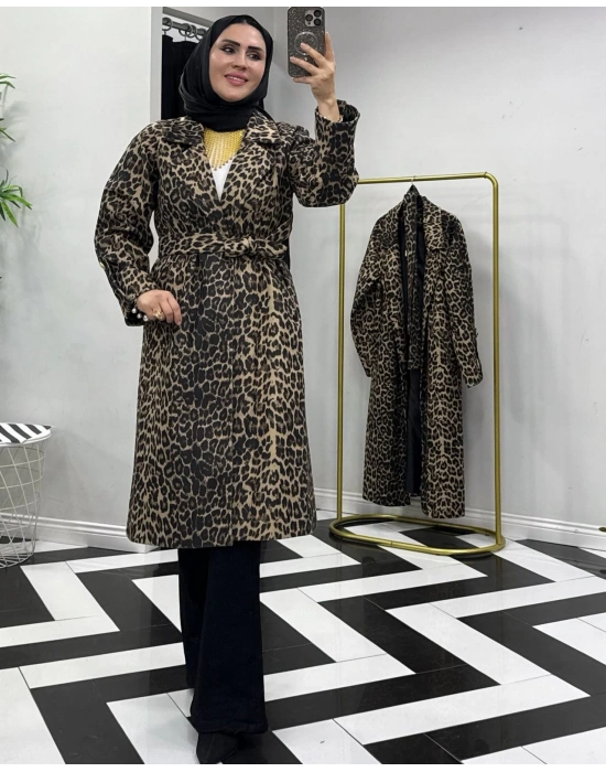 Leopar Desen Trençkot