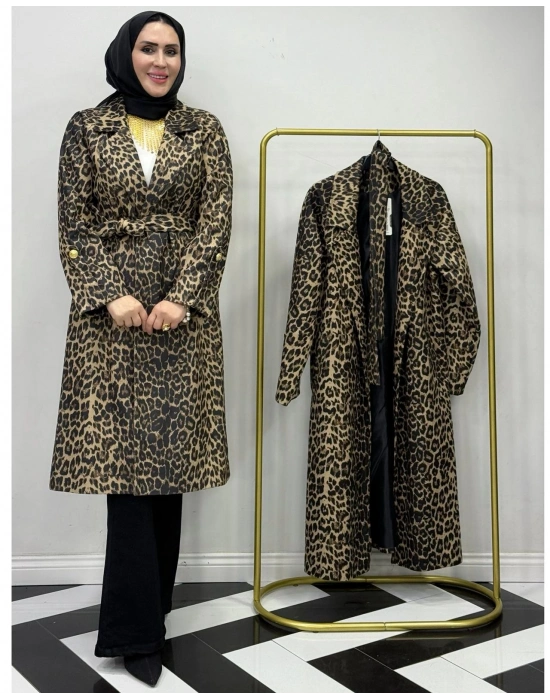 Leopar Desen Trençkot