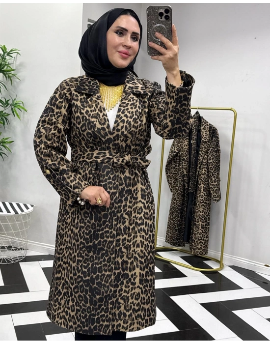 Leopar Desen Trençkot
