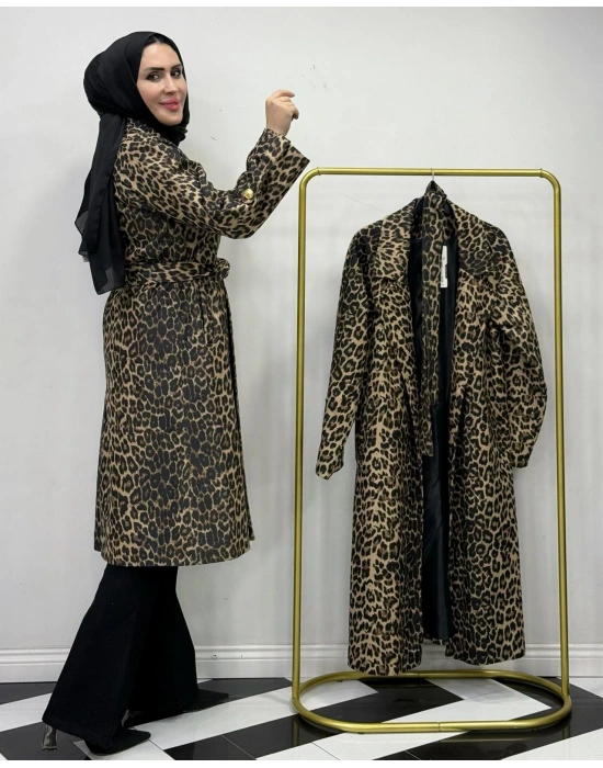 Leopar Desen Trençkot