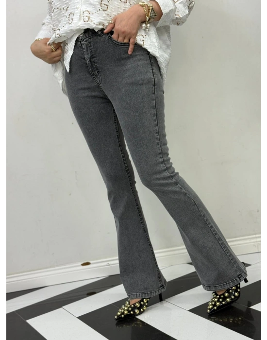 Likralı Esnek Kot Pantolon Rahat Kalıp Gri Renk