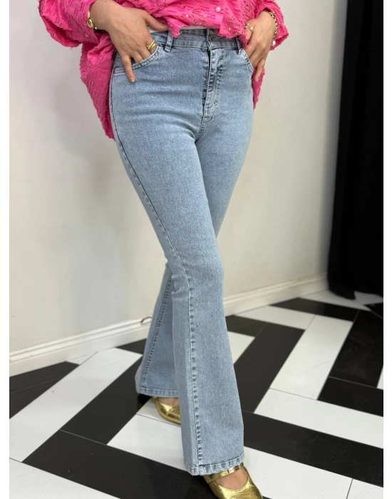 Likralı Esnek Kot Pantolon Rahat Kalıp Mavi Renk