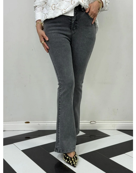 Likralı Esnek Kot Pantolon Rahat Kalıp Gri Renk