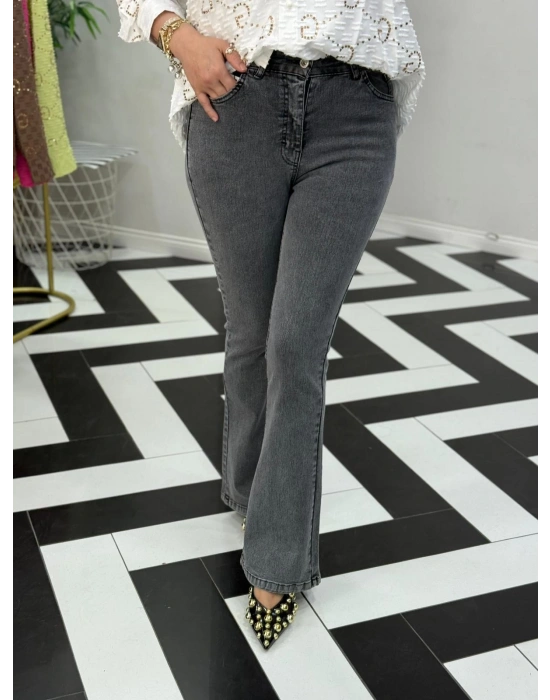 Likralı Esnek Kot Pantolon Rahat Kalıp Gri Renk