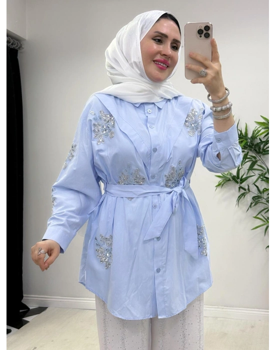 Nakışlı Gömlek Mavi