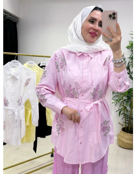 Nakışlı Gömlek Pembe