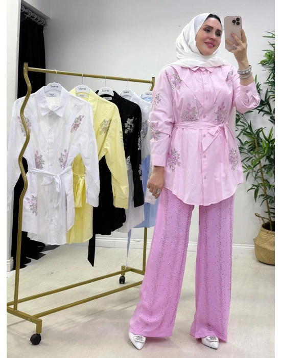 Nakışlı Gömlek Pembe