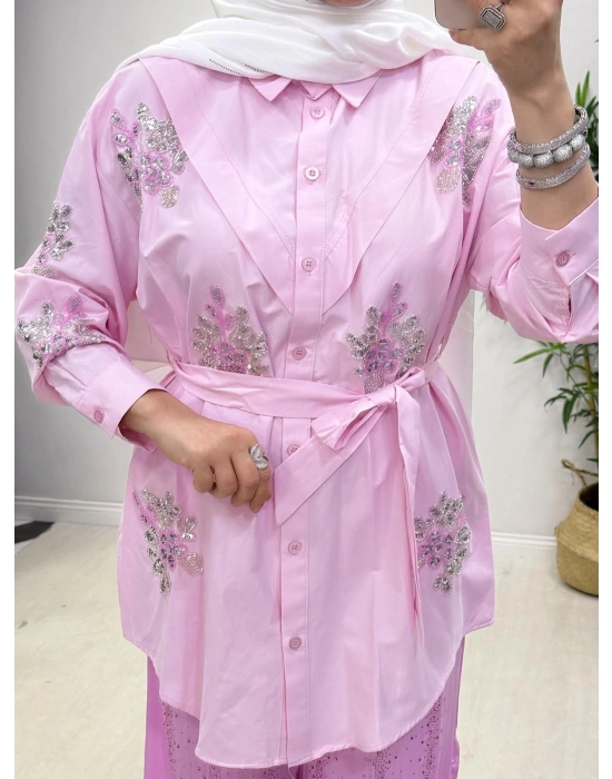 Nakışlı Gömlek Pembe