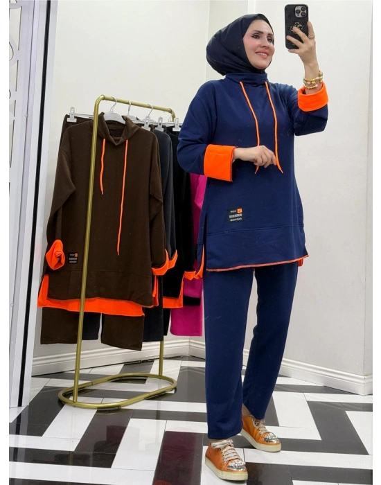 Neon Detaylı Takım Lacivert