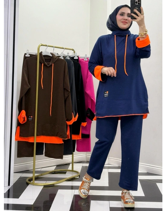 Neon Detaylı Takım Lacivert