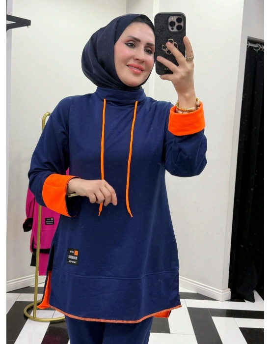 Neon Detaylı Takım Lacivert