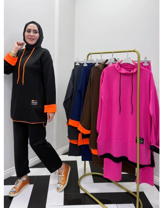 Neon Detaylı Takım Siyah