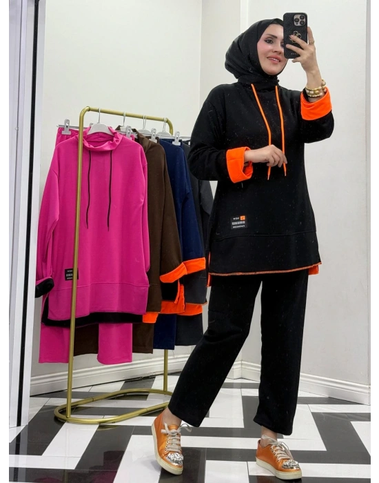 Neon Detaylı Takım Siyah