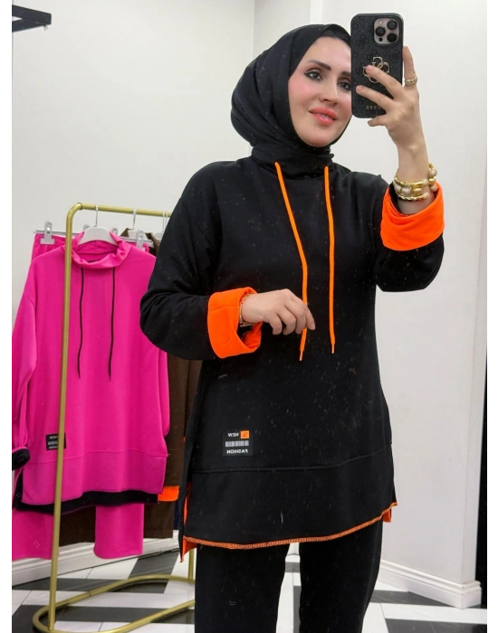 Neon Detaylı Takım Siyah