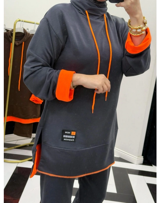 Neon Detaylı Takım Gri