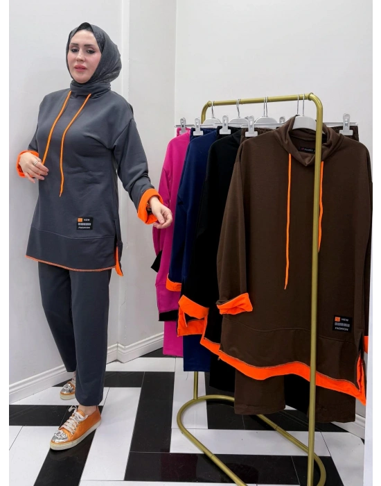 Neon Detaylı Takım Gri