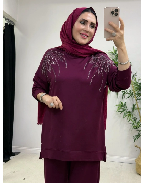 Omuz Detaylı Oysho Takım Mürdüm