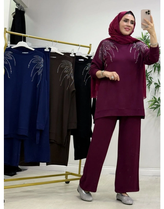 Omuz Detaylı Oysho Takım Mürdüm