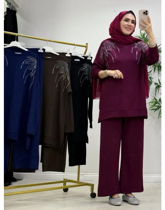 Omuz Detaylı Oysho Takım Mürdüm