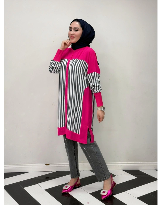 Pamuk Kumaş Tunik/Kap Fuşya