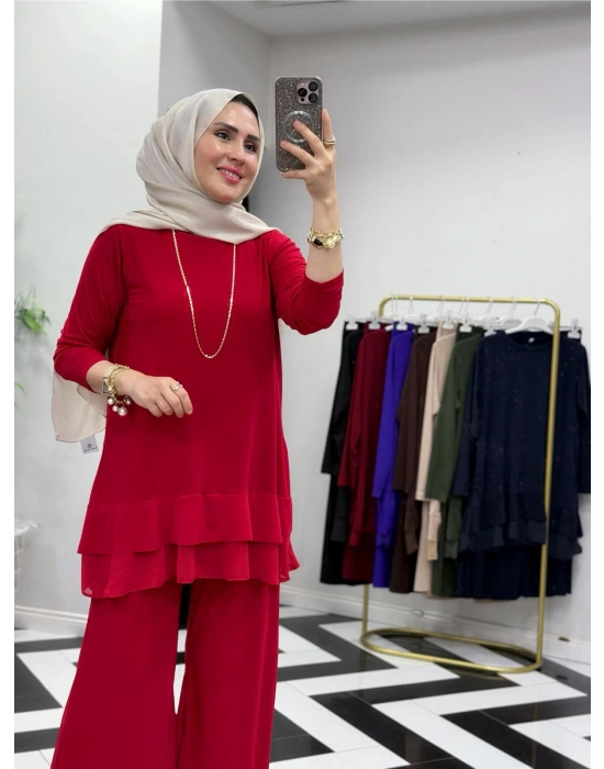 Rahat Kalıp Candy Kumaş Takım Kırmızı