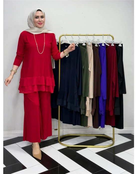 Rahat Kalıp Candy Kumaş Takım Kırmızı