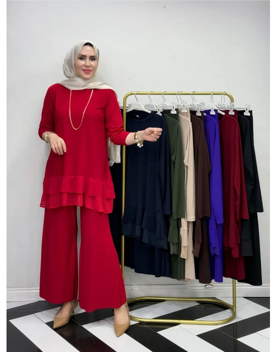 Rahat Kalıp Candy Kumaş Takım Kırmızı