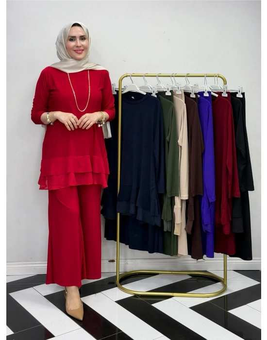 Rahat Kalıp Candy Kumaş Takım Kırmızı