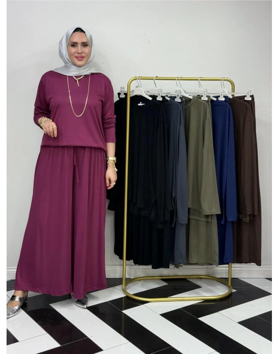 Salaş İkili Takım – Viskon Kumaş, Rahat Kalıp Bordo