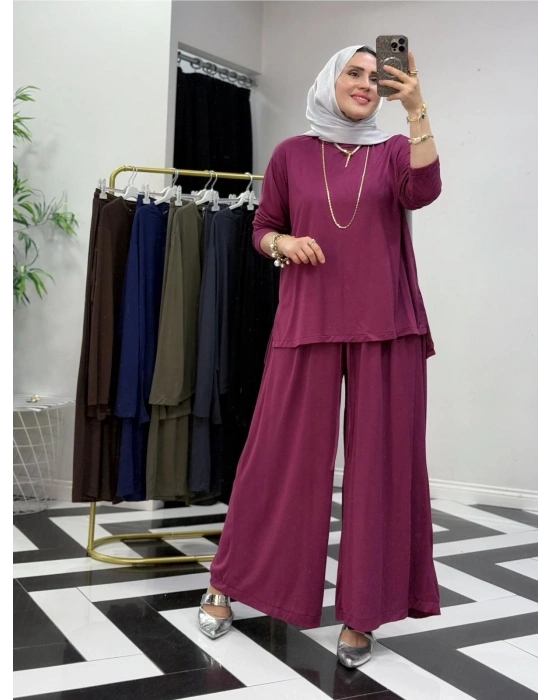 Salaş İkili Takım – Viskon Kumaş, Rahat Kalıp Bordo