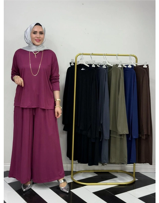 Salaş İkili Takım – Viskon Kumaş, Rahat Kalıp Bordo