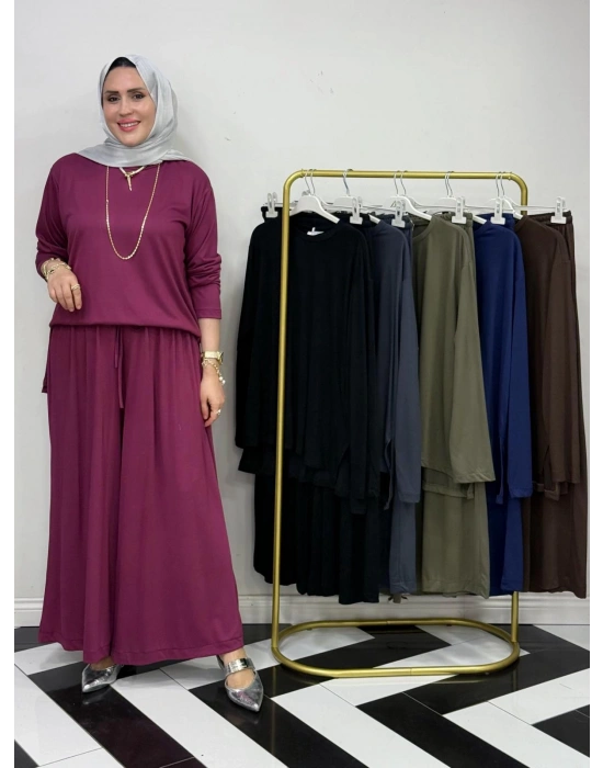 Salaş İkili Takım – Viskon Kumaş, Rahat Kalıp Bordo