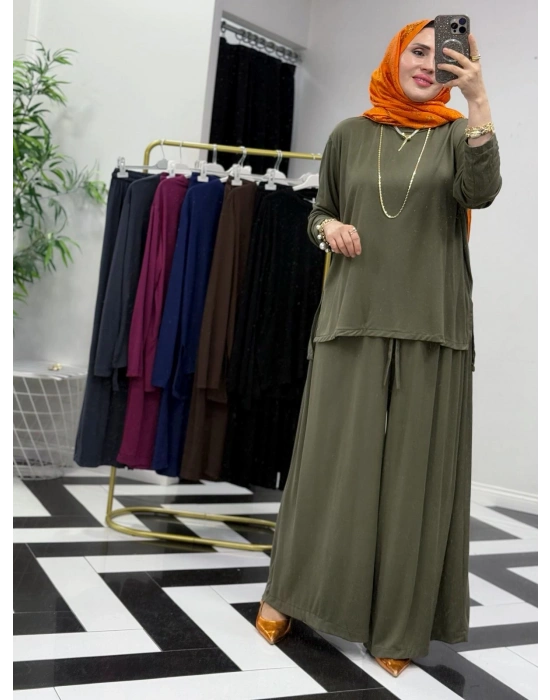 Salaş İkili Takım – Viskon Kumaş, Rahat Kalıp Haki