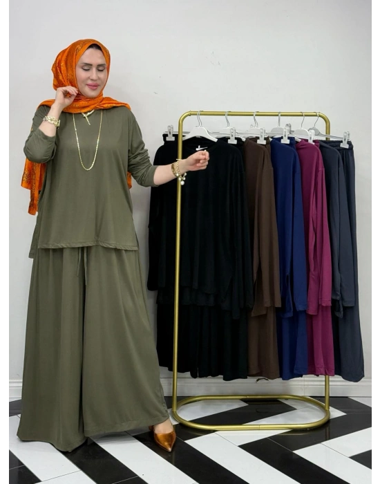 Salaş İkili Takım – Viskon Kumaş, Rahat Kalıp Haki