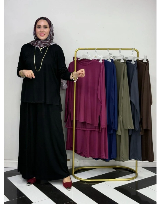 Salaş İkili Takım – Viskon Kumaş, Rahat Kalıp Siyah