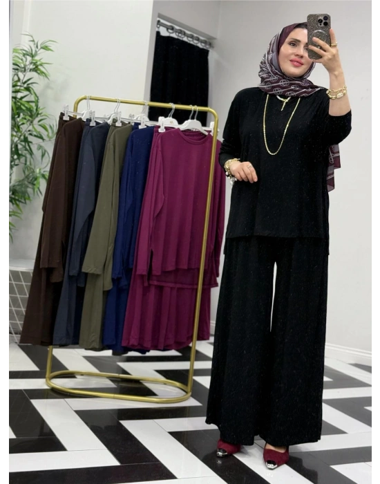 Salaş İkili Takım – Viskon Kumaş, Rahat Kalıp Siyah