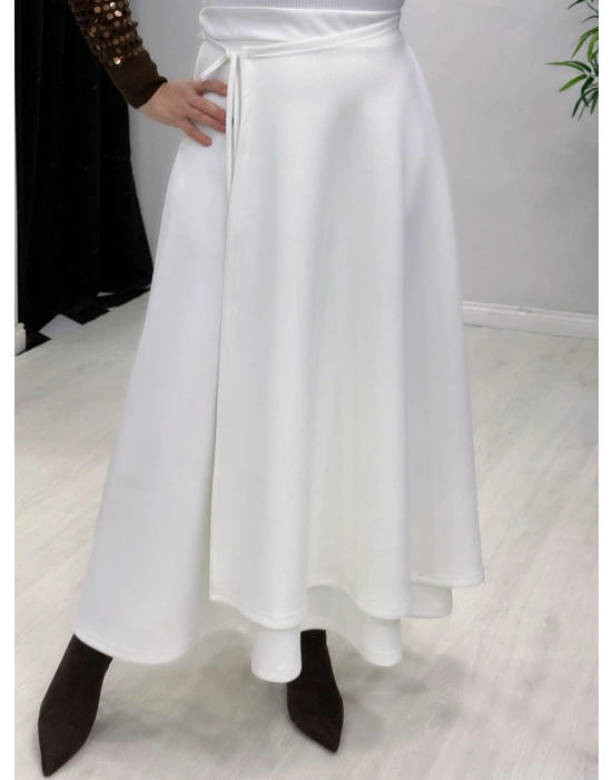 Scuba Kapaklı Model Etek Beyaz