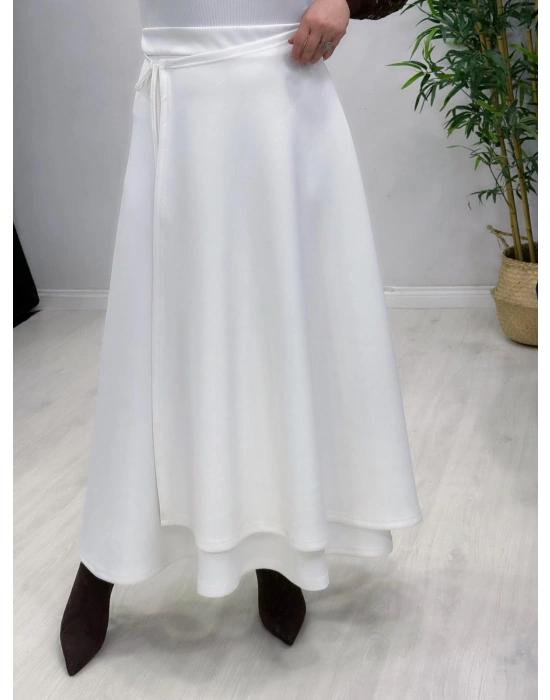 Scuba Kapaklı Model Etek Beyaz