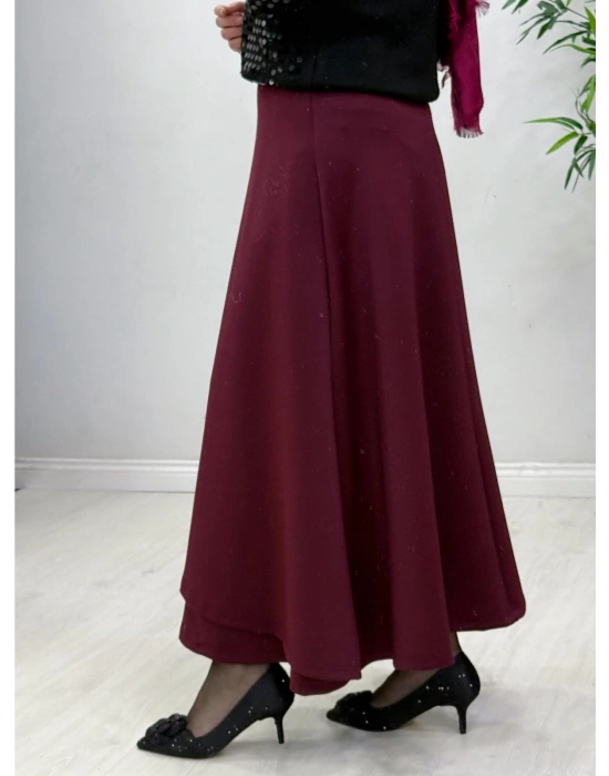 Scuba Kapaklı Model Etek Bordo