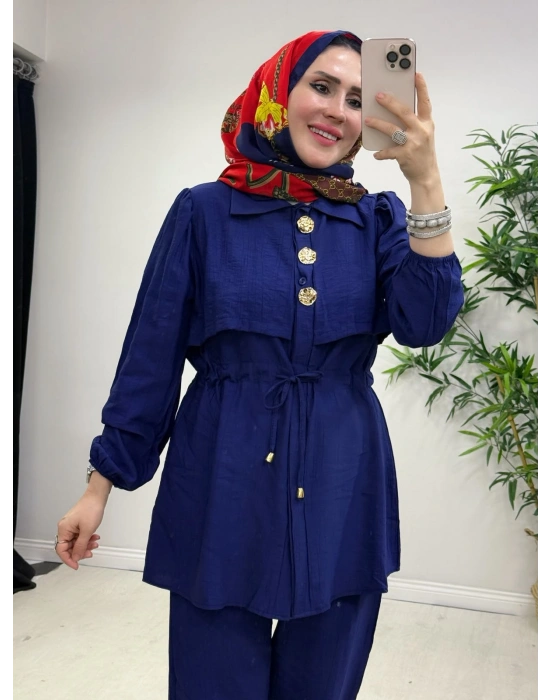Şık Çilek Kumaş Takım Lacivert