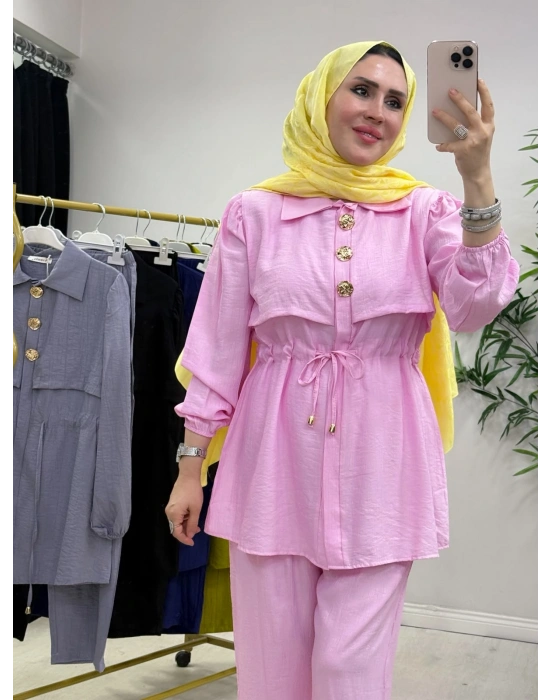 Şık Çilek Kumaş Takım Pembe