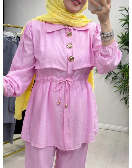 Şık Çilek Kumaş Takım Pembe
