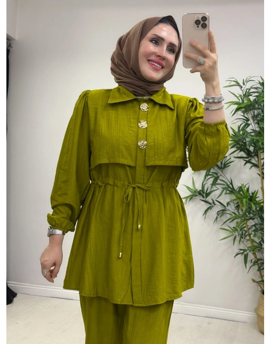Şık Çilek Kumaş Takım Yeşil